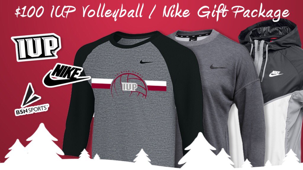 1️⃣2️⃣ Days of Holiday Giveaways! 

Our 3rd day is an <a href="/IUPVB/">IUP W. Volleyball</a> / Nike gift package valued at $100! 

RT or LIKE for your chance to win. 

» Items already chosen, we’ll just need your size!
» Items not necessarily those pictured below

Thanks to <a href="/BSNSPORTS_PITT/">BSNSPORTS Pittsburgh</a>!

#TalonsUp
