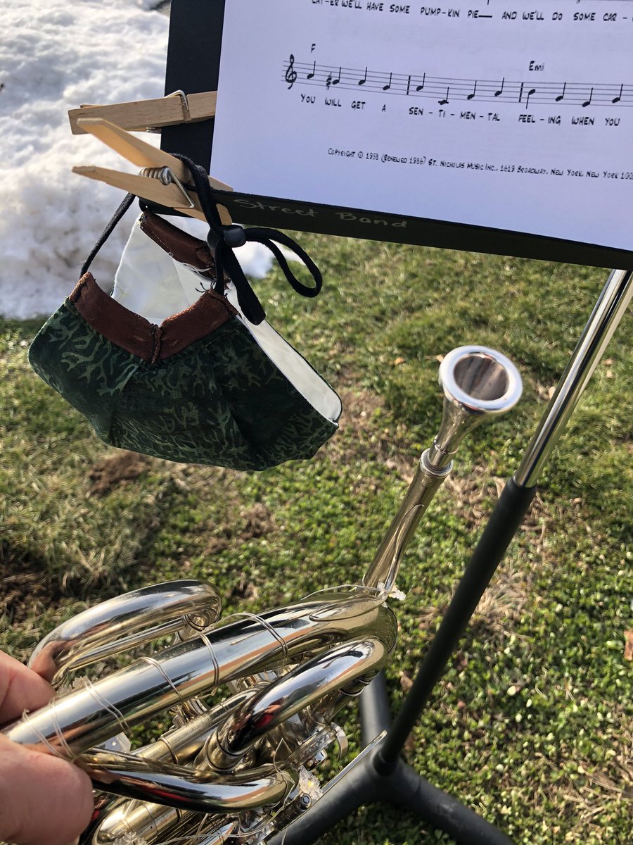 BandReese's tweet photo. Got to ditch the mask, dress up my horn, go outside and play some carols for the Pine Street kiddos during their “window walk and pickle hunt” school-wide reward! https://t.co/QY1IboCD1t