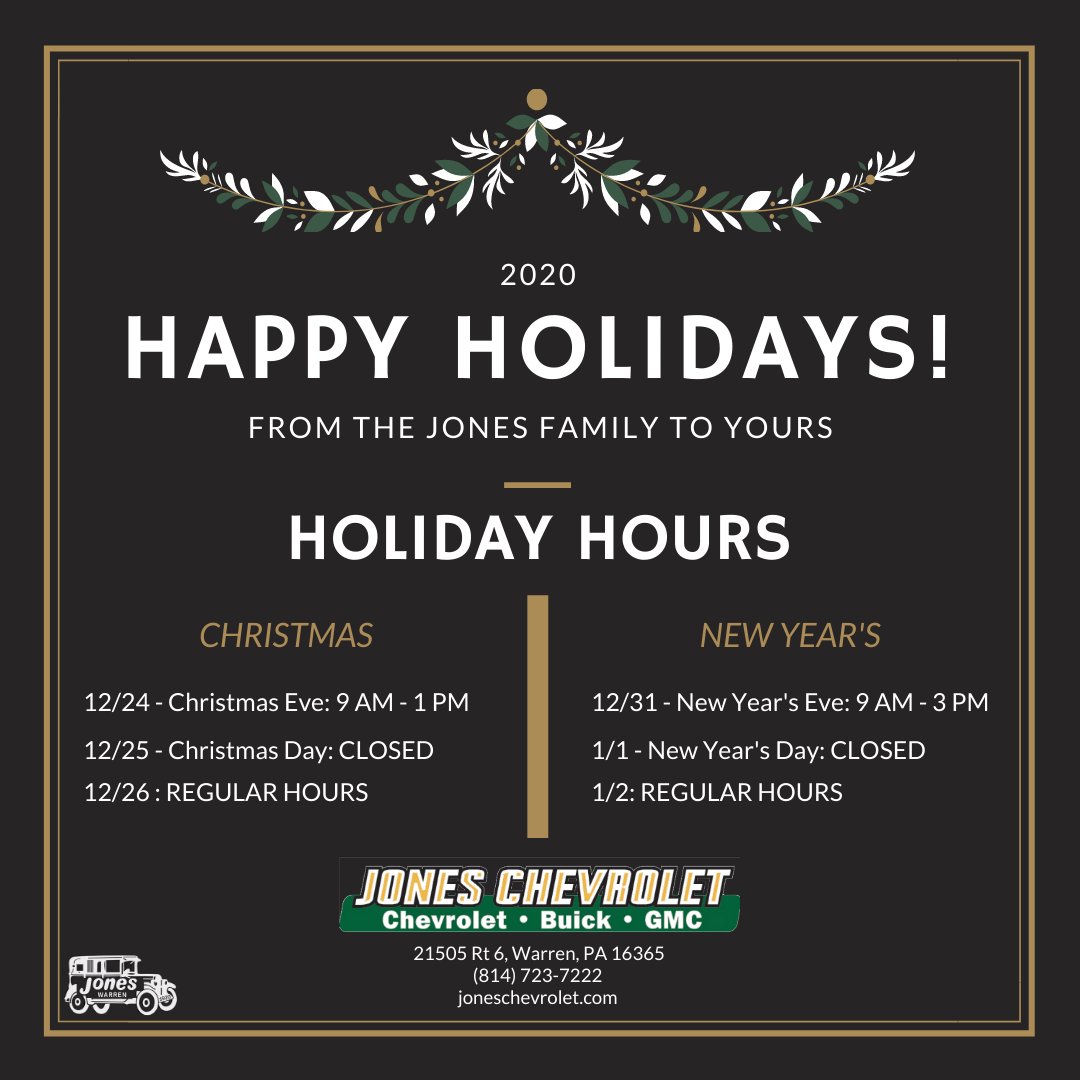 Right around the corner! Here are our holiday hours for your convenience. ❄️