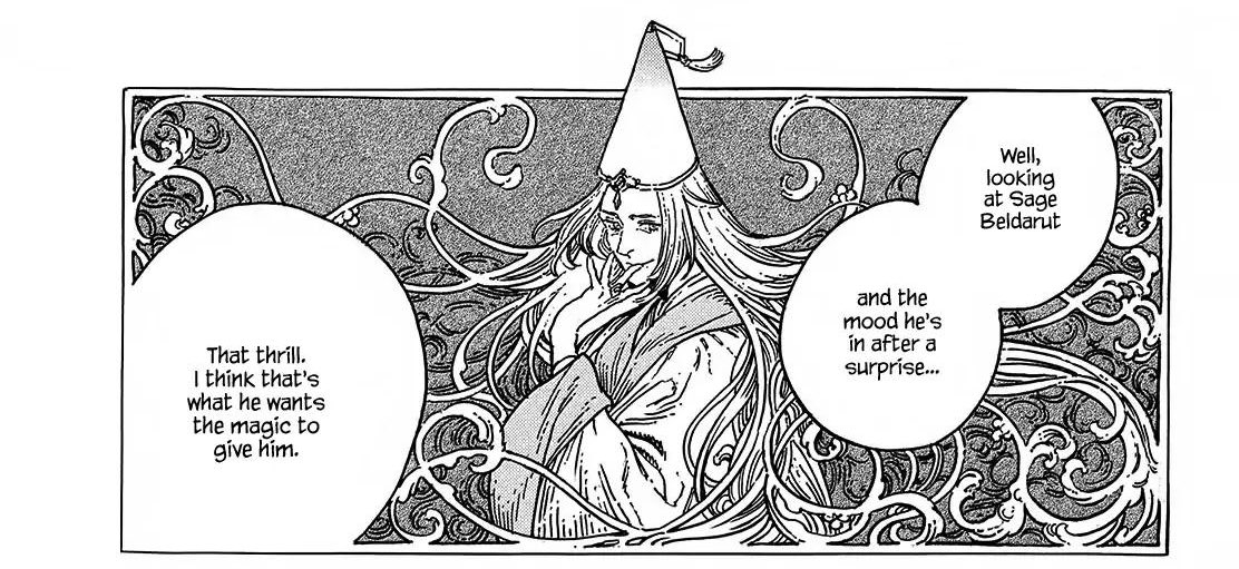 The dragon's body wrapping around the frame // Beldarut's hair flowing out to form the panel he's in
