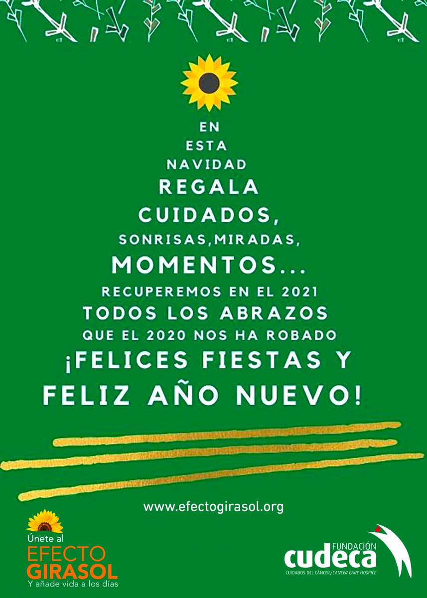 cudeca's tweet photo. En estos tiempos tan difíciles, todo el equipo de Cudeca os desea una Feliz #Navidad y que el año próximo sea mejor

In this difficult times, all the team at Cudeca wishes you a Merry #Christmas and a better new year

#EfectoGirasol #SunflowerEffect https://t.co/BYFJemtq8A