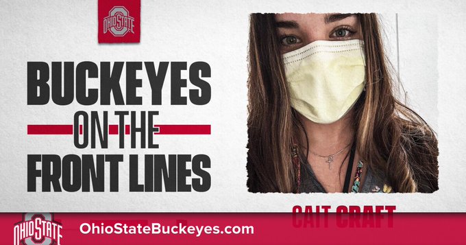 osunursing's tweet photo. "Keep fighting and pushing through. We have the chance to make a difference in so many lives." Current student Cait Craft shares her advice to fellow #frontlineheroes! Read more about her unique story from @OhioStAthletics: https://t.co/AttbRhyNKE #YON2020 https://t.co/cO5OR5V5Fe
