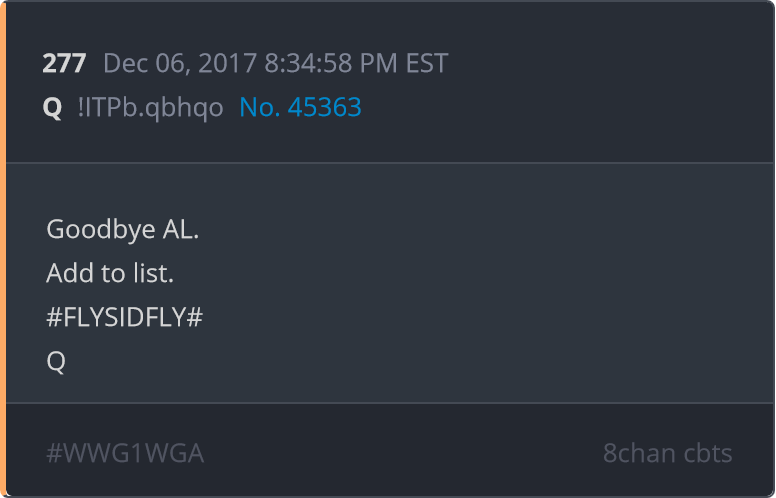 S. AMERICA Important to be prepared.Look up Ray.Chandler.Why are accusations sealed?Were deals made w/ select D's?What are their backgrounds?(Why don't we say his name?)OIG release of findings?What would the data show?How does he clear customs?277#FLYSIDFLY#