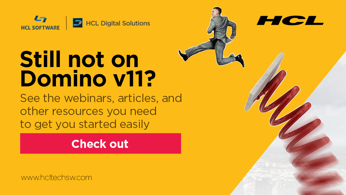 HCLDigital's tweet image. Think it's hard to upgrade to #Domino or #Sametime v11? It's not. 
 
We’ve got you covered with all the resources and technical help you need to make your upgrade worry-free.
 
Learn more: hclsw.co/d9xl6c #Project11