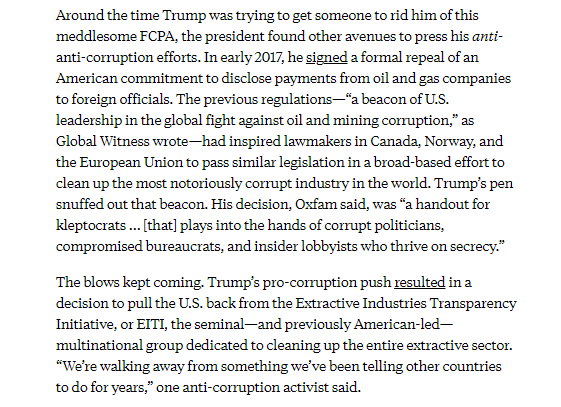 It's tough to try to keep track of all the ways Trump decimated U.S. anti-corruption leadership. But it's clear he'll have the most corrupt presidential legacy since Warren Harding and Teapot Dome, and leaves behind an Augean stables–size mess for the rest of us to clean up.