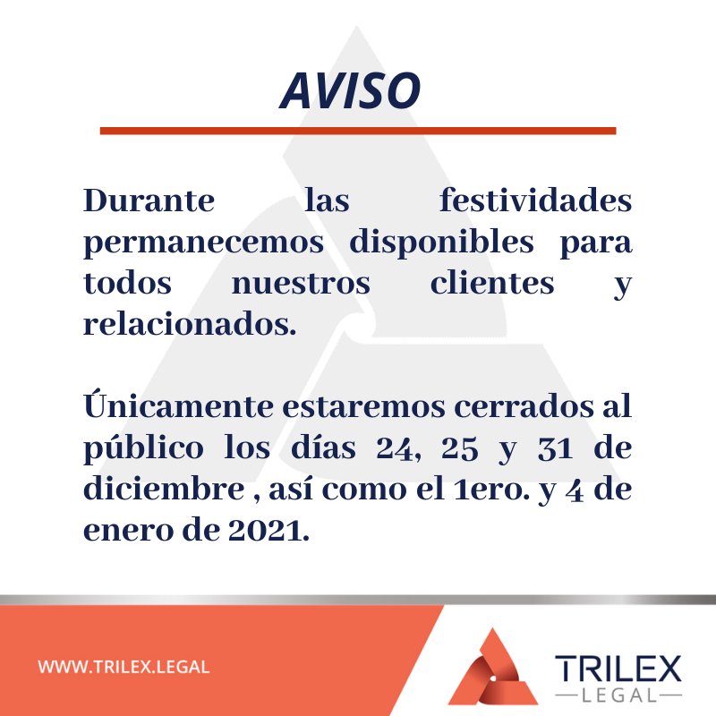 TrilexL's tweet photo. Agradecemos a nuestros clientes y relacionados la confianza y fidelidad durante este año 2020, un año lleno de retos para todos. FELICES FIESTAS!! #Trilexlegal https://t.co/N8ovE2g6wX