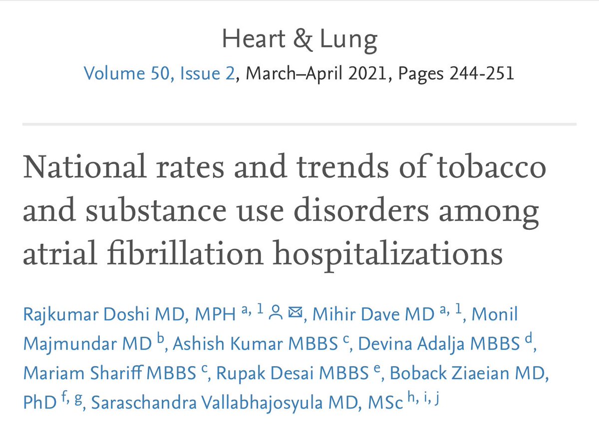MonilMajmundar's tweet photo. Glad to share our publication on trends of substance abuse in atrial fibrillation @raj20490 @DrKumar_A @DrShariff_M @devina_adalja @boback @SarasVallabhMD https://t.co/12PDQxby7C https://t.co/bVFOy4NPCM