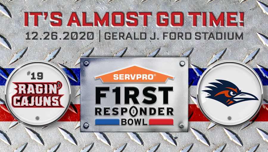The 2020 SERVPRO First Responder Bowl is set! <a href="/RaginCajunsFB/">Louisiana Ragin’ Cajuns® Football</a> Football will face off with <a href="/UTSAFTBL/">UTSA Football 🏈</a> on Dec. 26th at Gerald J. Ford Stadium. Tune in to ABC at 2:30 p.m! #SFRB #BowlSeason #GeauxCajuns #cULture #BirdsUp #BuiltByUTSA