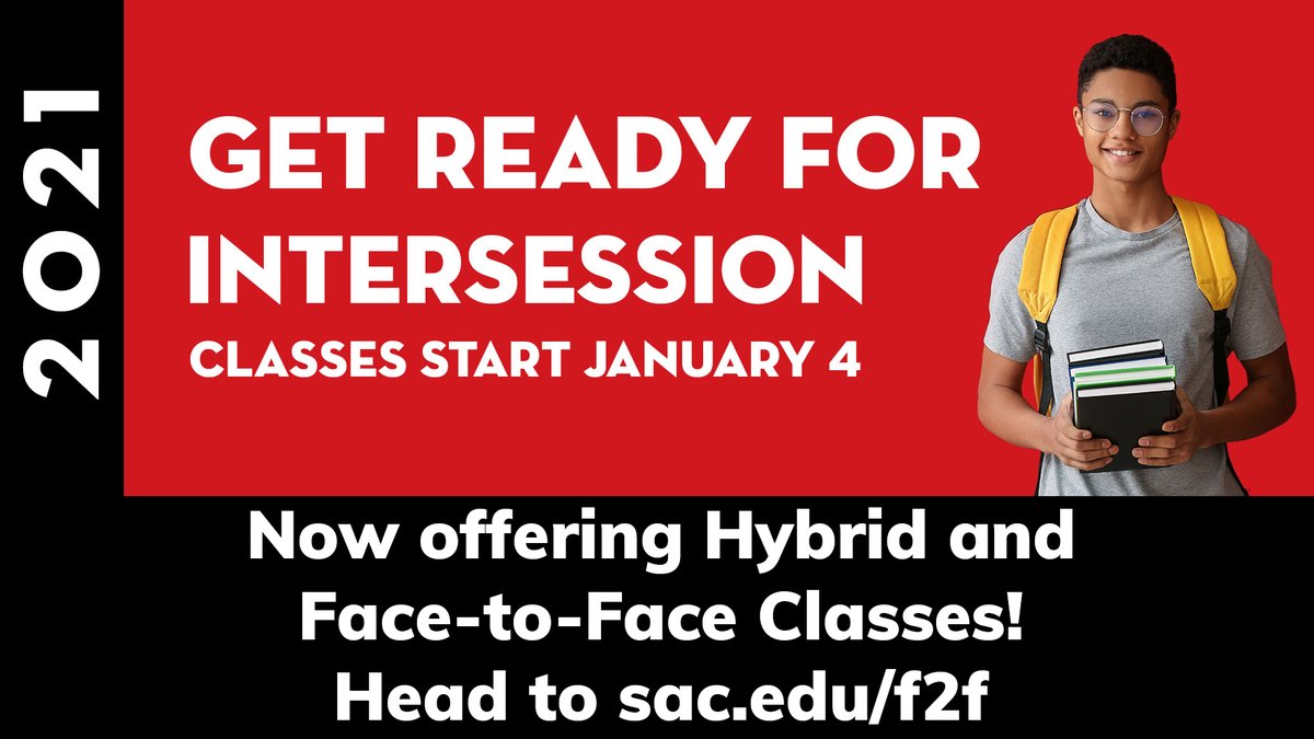 SAC is offering Hybrid and Face-to-Face classes for 2021 Interession! Check out our offerings at sac.edu/f2f and register at ow.ly/5FvX50COsTX! #SAC #SantaAna