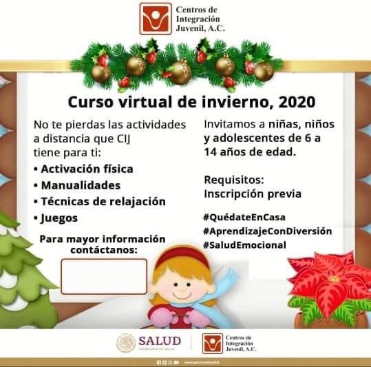 CIJ_Adicciones's tweet photo. Que tus hijas e hijos no se queden fuera de nuestras actividades en línea, inscríbelos a los cursos de invierno. 

Ubica tu #CIJ más cercano en https://t.co/WD76frItdu. https://t.co/zdB6n5ao0y
