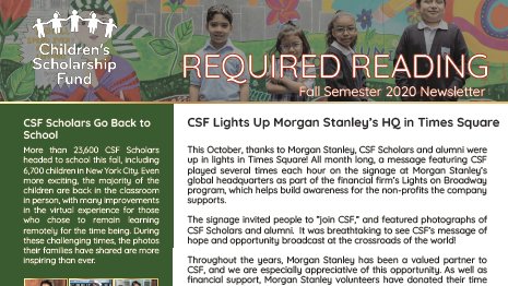 CSFNational's tweet image. Check out the latest issue of CSF&apos;s newsletter for updates on the new school year, CSF and CSF partner events, and much more: scholarshipfund.org/wp-content/upl… #scholarships #CSFScholar #CSFAlumni #CSFYoungLeaders #LightsonBroadway