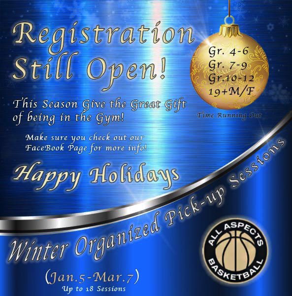 allaspectsball's tweet photo. After the holidays join All Aspects Basketball in our Winter Organized Pick-up Sessions to give an outlet for youth to be active and bring back that competitive edge to your life! (Jan.5-Mar.7)
@PaulMSports @SportsGuardian @ChtownPE @BUZZpei @Coach_Kendrick @StatesLonnie @CBCPEI https://t.co/hOZXMIan5s