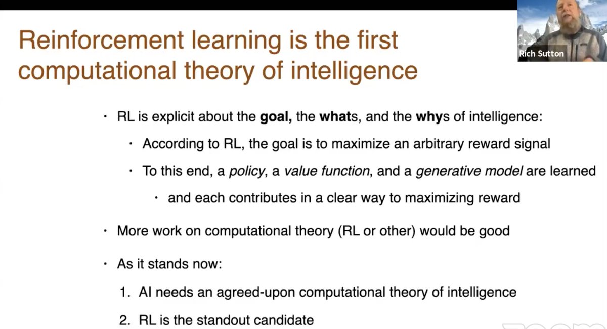 superbeto's tweet photo. Next at #AIDebate2's Architecture and Challenges panel is #RichSutton talking about how Reinforcement Learning is the Computational Theory of Intelligence https://t.co/KwpY6wMPC3
