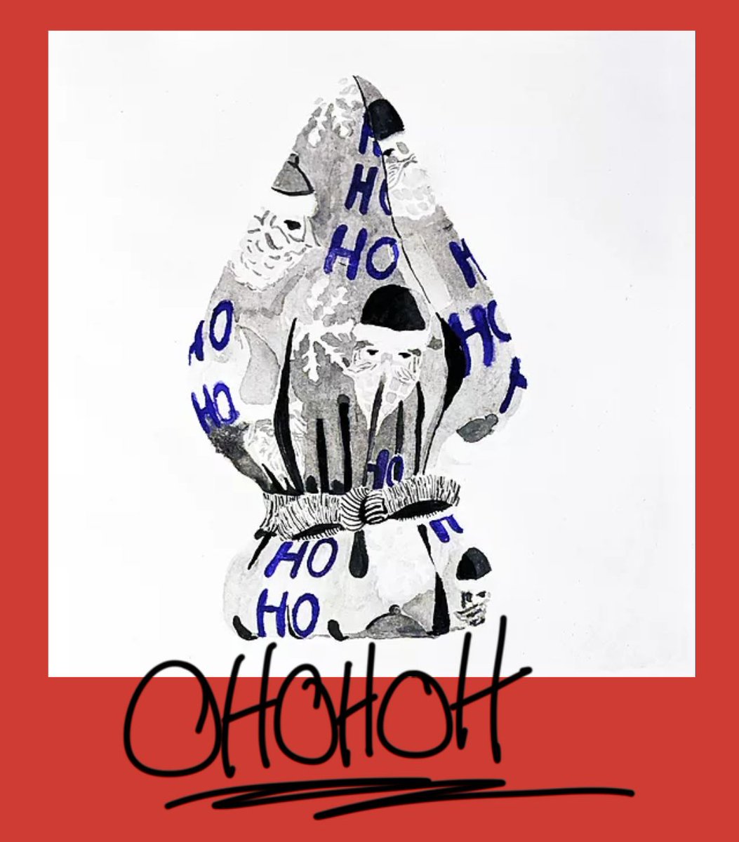 This piece was inspired by #PaulMcCarthy , 'Tree', installed in front of the Palace Vendome, Paris, in 2014. Recreated in ink with plum coloured "Ho Ho Ho" wrapping paper, is it a #ChristmasTree or is it #buttplug ...
#artforsale #inkpainting #art

OHOHOH
Ink on paper
14 x 14cm