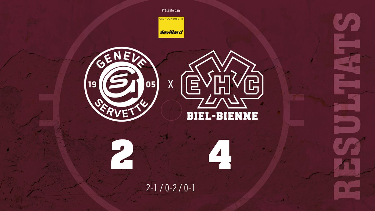 officialGSHC's tweet photo. 🔔 𝗙𝗜𝗡 𝗗𝗨 𝗠𝗔𝗧𝗖𝗛 | 𝑃𝑟𝑒́𝑠𝑒𝑛𝑡𝑒́ 𝑝𝑎𝑟 #DEVILLARD 

#GSHCEHCB 2⃣-4⃣

𝗟𝗲 𝗯𝘂𝘁𝗲𝘂𝗿 𝗚𝗿𝗲𝗻𝗮𝘁:
🚨 Henrik Tömmernes (03:49)
🚨 Henrik Tömmernes (10:58)

🔜 Prochain match aux Vernets prévu le 30 décembre face à Lausanne https://t.co/qan7M3H12J