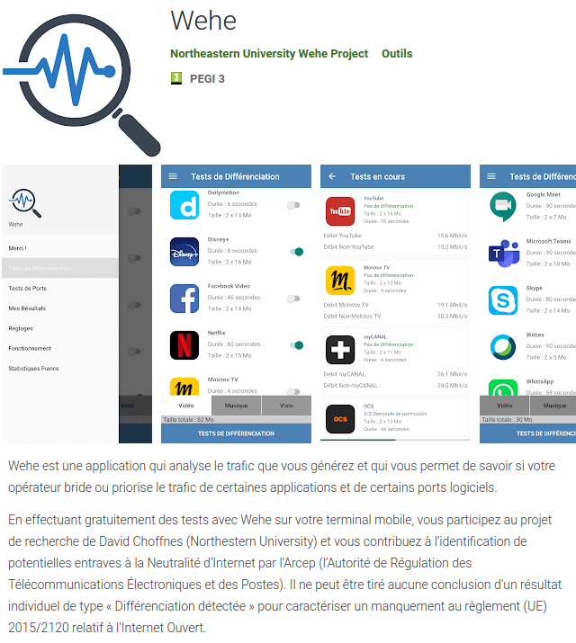 lafibreinfo's tweet photo. Wehe, une application @Arcep pour tester votre débit, port par port
=>https://t.co/qzGZvNstQx
Permet de vérifier si votre opérateur priorise les SpeedTest ou dégrade des applications populaires, comme @YouTube, @NetflixFR, @MolotovTV, @OCSTV, @dailymotion, @DeezerFR ou @Salto_fr https://t.co/0ZilFoBDRv