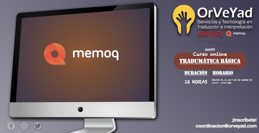 ve_yad's tweet photo. Inscripciones abiertas para nuestro curso "Tradumática Básica". 🖥

Inscríbete contestado el siguiente formulario: https://t.co/utzdQDq5tG 📄 o mándanos un correo con tus datos de contacto (nombre completo, número de celular y correo) a coordinacion@orveyad.com 📬 https://t.co/Syowp9IMmD