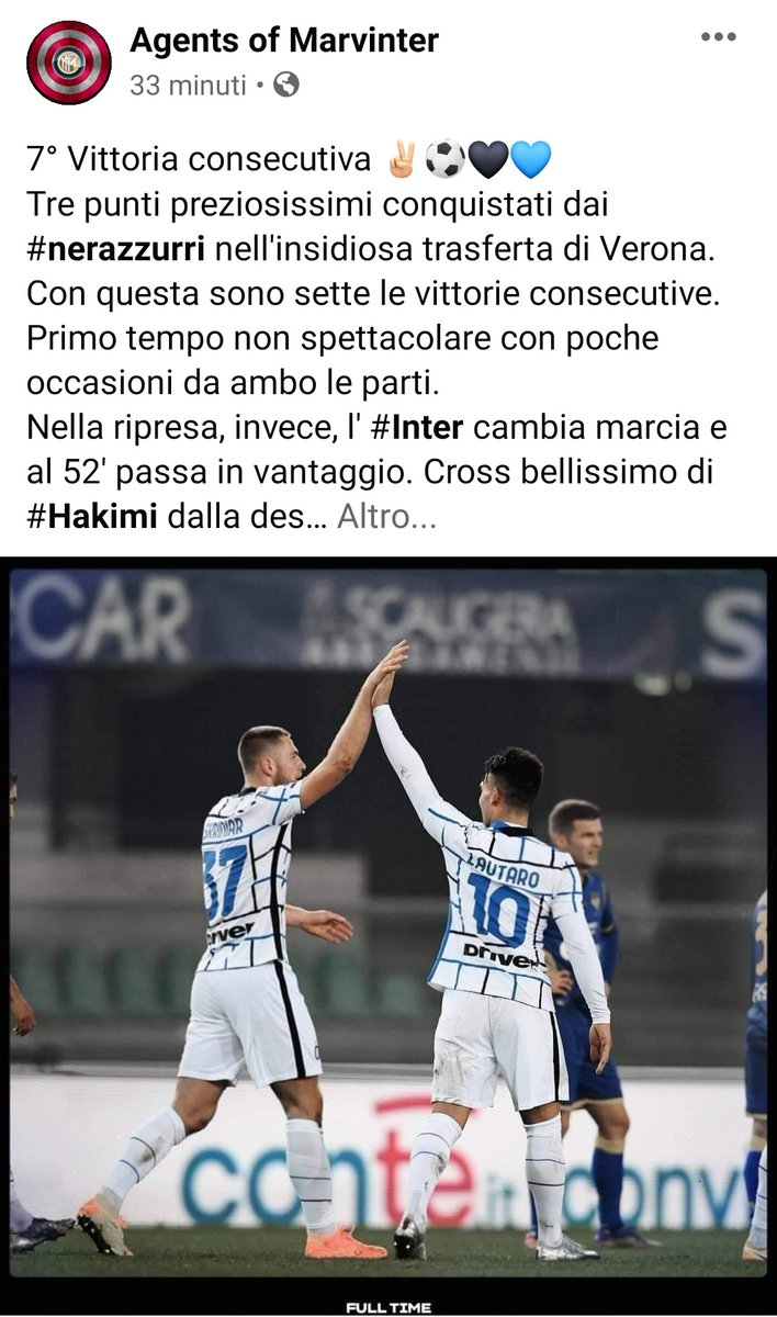 Teo_1588's tweet photo. Il post sullla pagina #Facebook del mio blog, dedicato alla vittoria dell' #Inter contro il Verona 
✌🏻👍🏻⚽️🖤💙
#calcio #SerieA #campionato #VeronaInter #blogger https://t.co/ok0M5GmERc