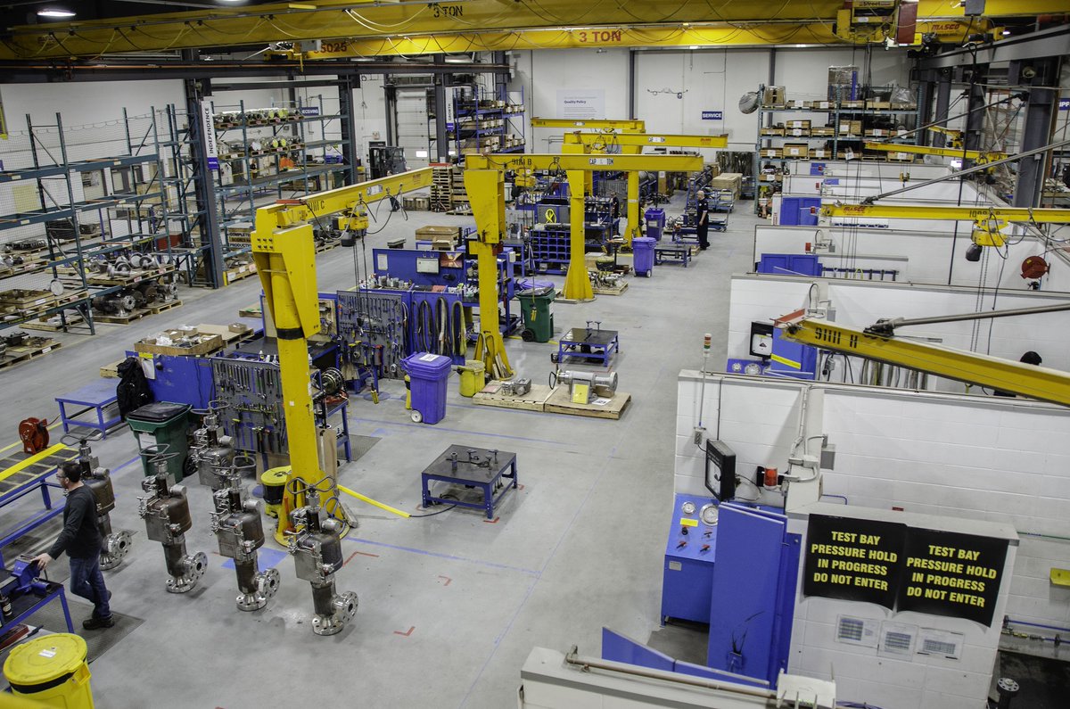 masterflovalve's tweet photo. Our manufacturing facilities are truly like no other! Shown here is our Master Flo Valve Edmonton manufacturing facility where our Guiding Principles are put into action. We are committed to providing top quality products to our customers. #masterflo #locallymade https://t.co/6bACJMxJ4k