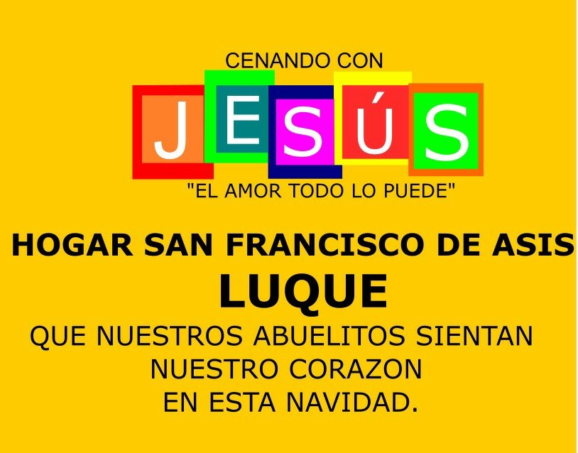 mcs_py's tweet photo. Mañana te esperamos en el Hogar San Francisco de Asís de #Luque para compartir #CenandoConJesús con nuestros 40 abuelitos.
Qué el #COVIDー19 no contamine la magia de la #Navidad https://t.co/suOoOqkl20