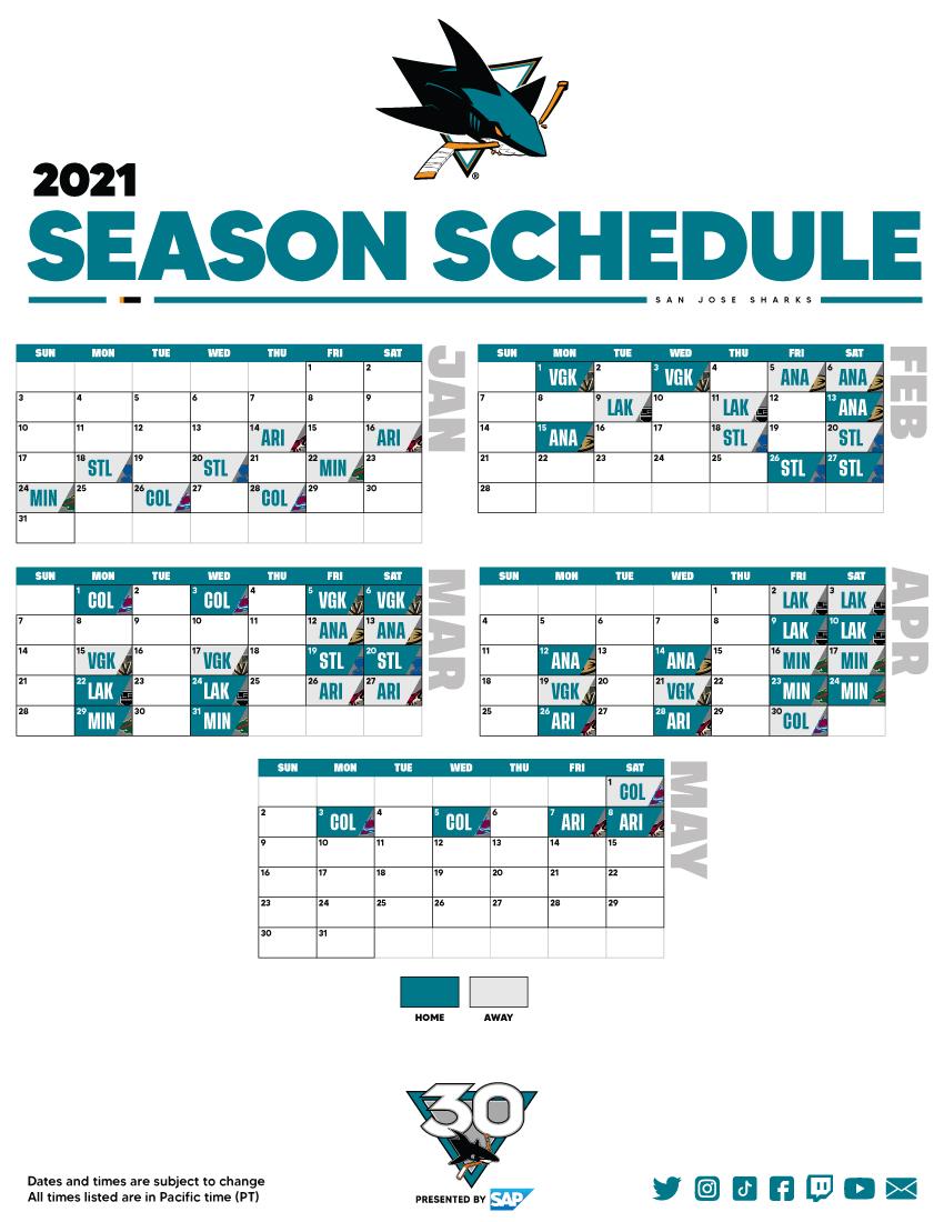 San Jose Sharks 2022 Box Calendar