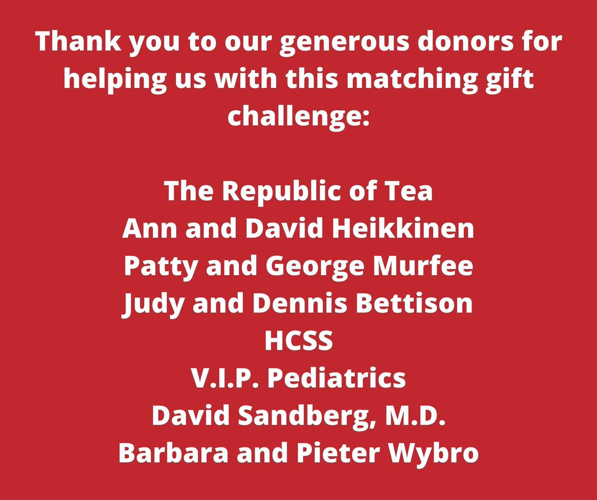 We are humbled by the support we've received thus far! Thank you!! Just as a reminder, all gifts made through our website, social media, text-to-donate, stock transfer, and donor-advised fund will be matched 1:1 up to $100,000 until 12/31. 
bit.ly/3pfnWj5