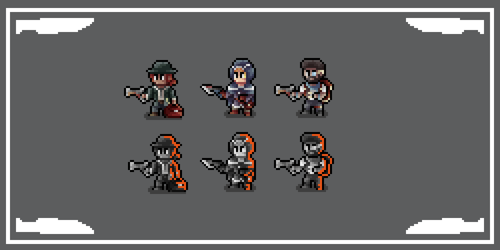 raul_volp's tweet photo. More Blades in the Dark Crews, Hawkers, Shadows and Smuglers. #pixel #pixelart #2dart #2dartist #aseprite #digitalart #pixelartist #gameart #ttpgames #ドット絵 #vttrpg #rpg #ttprpg #bladesinthedark #rpgtokens #roll20 https://t.co/xBLuj0i2tC