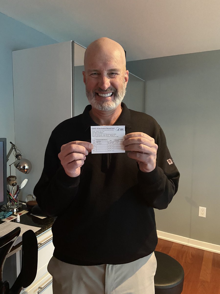 Last week I did a story on my uncle Doctor Charles Eckerline who was the first doctor at UK to receive the vaccine. Today my father Doctor Patrick O’Brien was vaccinated. He’s a radiologist in Minnesota. This is a great step forward.