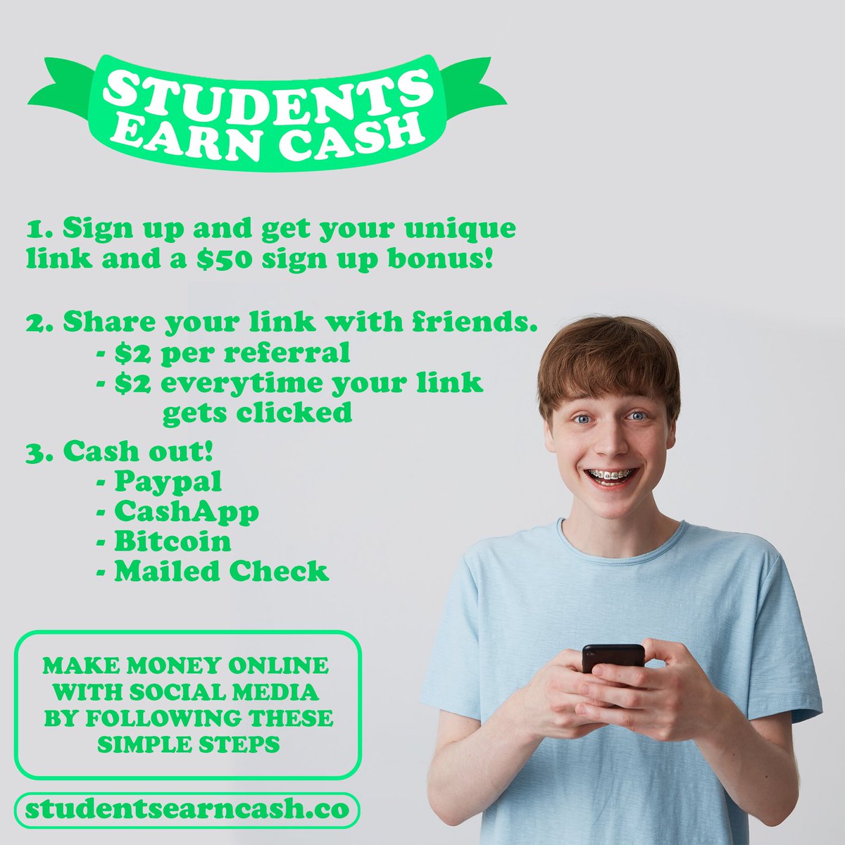 studentearncash's tweet photo. Happy Wednesday everyone! Let’s go into these final weekdays with the momentum from last two days! 🔥 #Studentsearncash https://t.co/c2coPegTU0