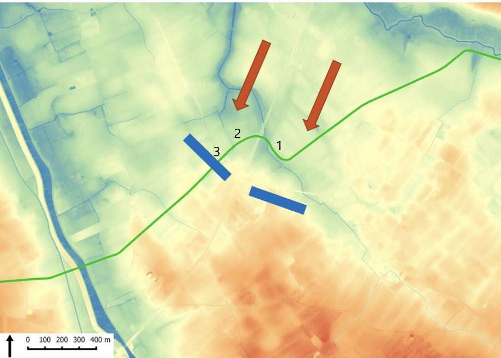 5/ Mapping the find locations it became clear what happened. That fatal day, 2 battalions of RIR 209 were ordered to cross the Lobeek and take the crossroads N of Bikschote. French resistance was stubborn and the attack failed. Both battalions lost about 60% of their men.