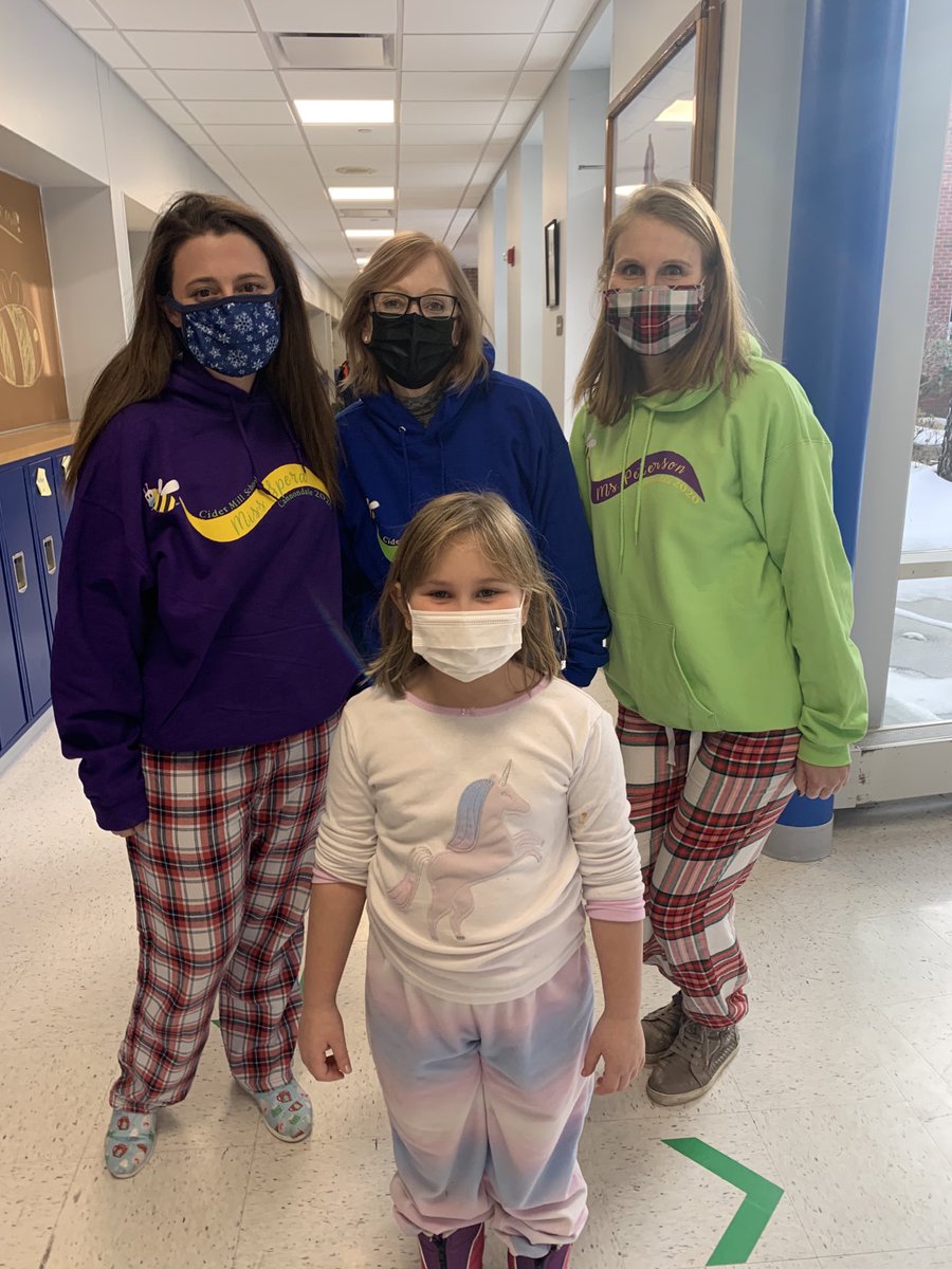 One of Ms. Peterson’s Ss made the Cann 3 teachers personalized sweatshirts with our names, in our favorite colors and with Buzzby wearing a mask! We have the BEST Ss! 🥰#wiltonwayct #pajamaday ⁦<a href="/mrspeterson1120/">Alyssa Peterson</a>⁩ ⁦<a href="/jeanjoy13/">jeanjoy</a>⁩