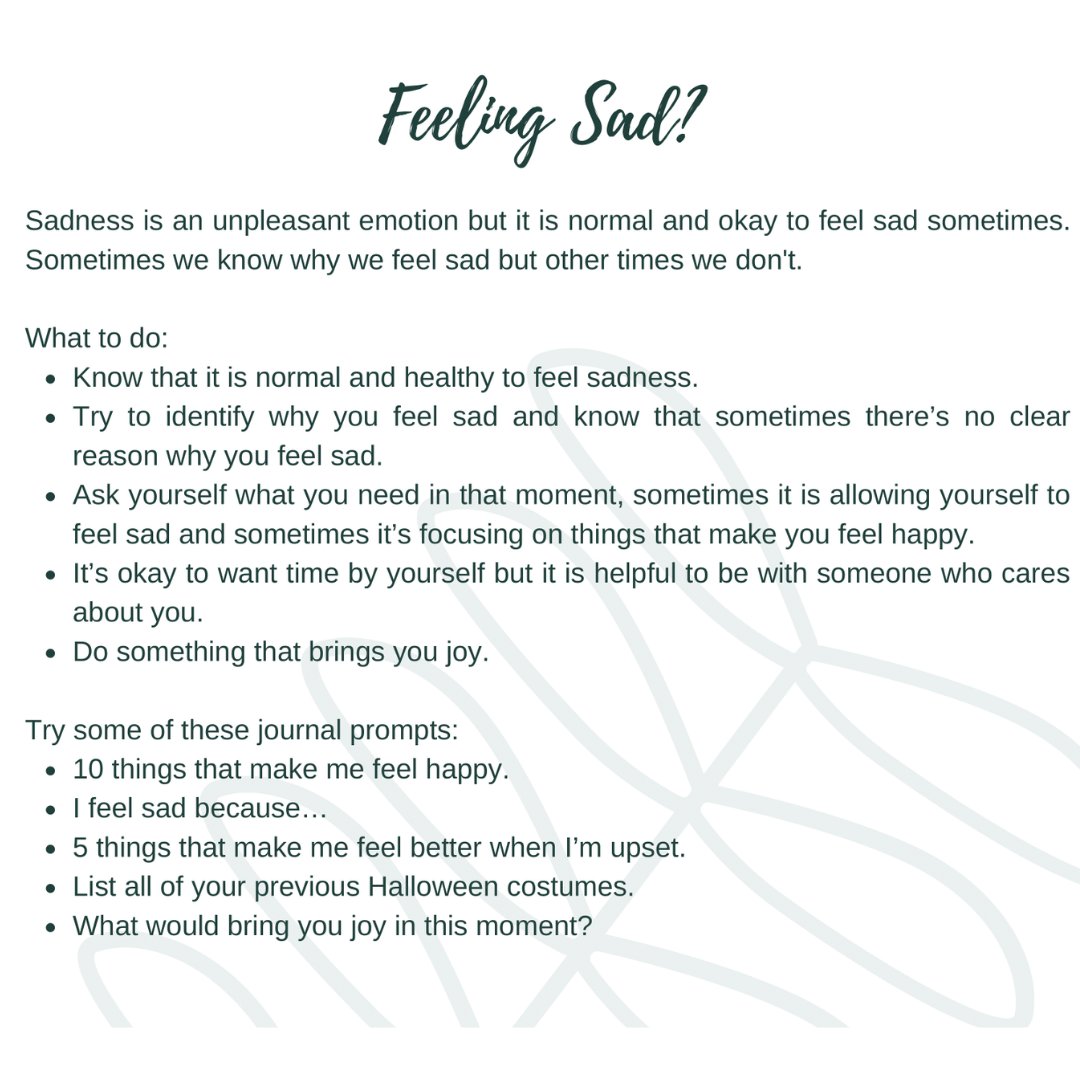 ABMetisYouth's tweet photo. Week 4 of our #WellnessWednesday Campaign includes some self-care suggestions for when you are feeling sad! Never forget - you have an entire Métis community who loves and values you❤️

#MetisHealth #MentalHealth https://t.co/rJJKED1nAa