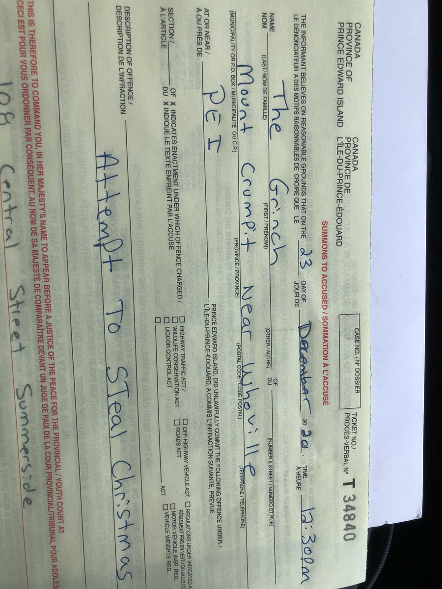 Just days before Christmas while out on patrol..... We followed the stench and we have caught the Grinch!!! Cst. Parsons / Cst. Duggan