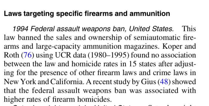 Thats not what the docs have been telling us. The study even mentions evidence of  gun legislation effect on overall homicides is mixed?Wait, there’s more!Assault weapons bans and gun buybacks don’t work?Why is this study in a list of evidence to support their claims? 