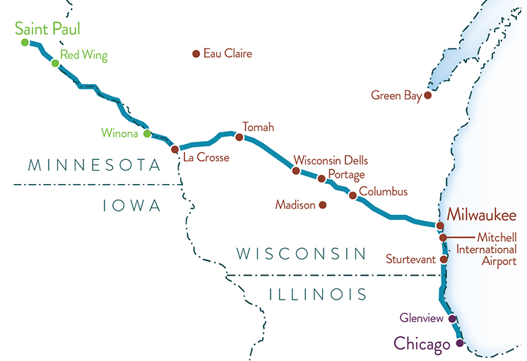 WisconsinDOT's tweet photo. Passenger rail options are expanding. The joint Wisconsin and Minnesota Twin Cities-Milwaukee Chicago Passenger Rail Project (TCMC) will soon add an additional daily round-trip between the Twin Cities, La Crosse, Milwaukee & Chicago along an existing Amtrak route. #MultimodalWeek https://t.co/5MzpI4na7J