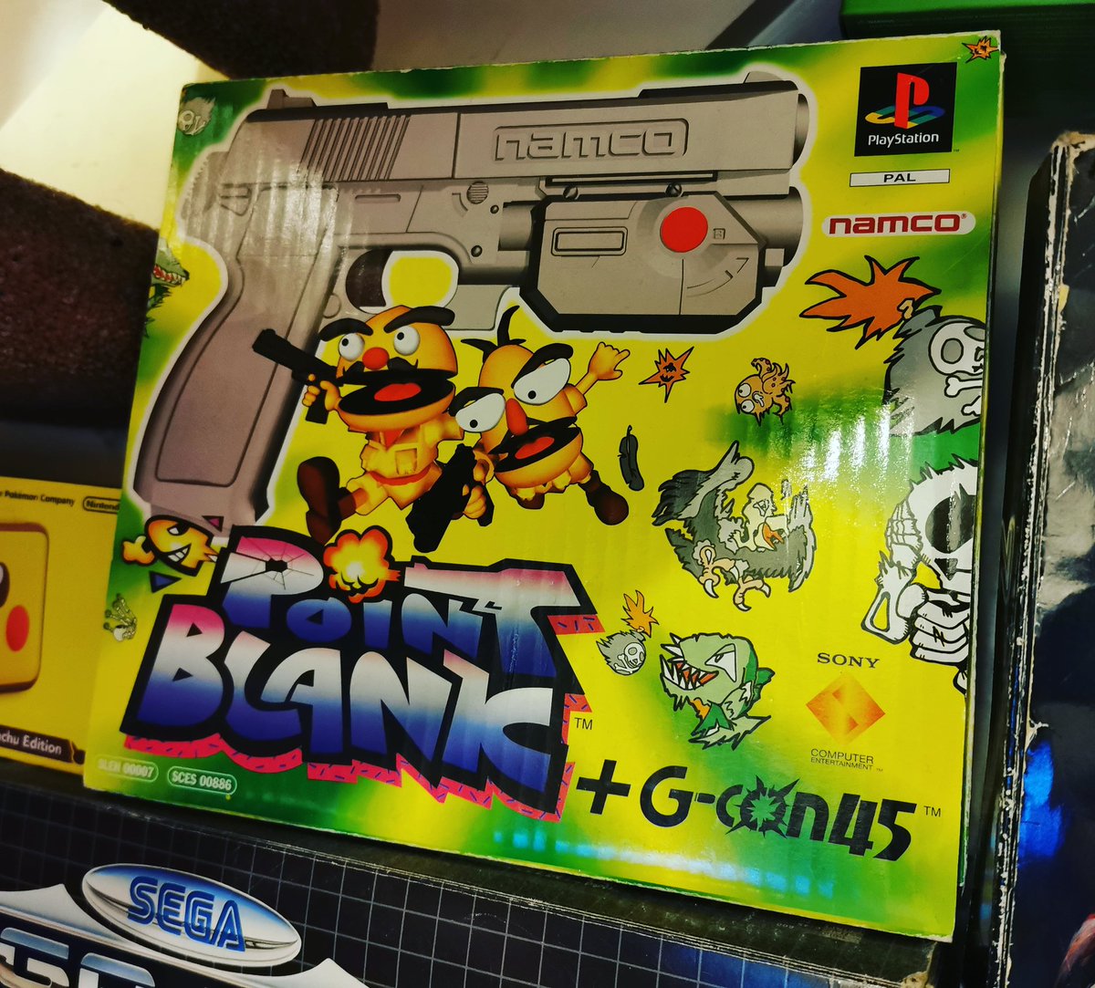 rad_retro_gamer's tweet photo. Another favourite video game that received for Xmas, this time it's from Xmas 1998 and its the light gun Point Blank on PS1. It utilised the Gcon 45 the same as Time Crisis it is such a fun game! #pointblank #gcon45 #lightgun #lightgungames #namco #namcogames #ps1 #GamersUnite https://t.co/5n58j6GxFn