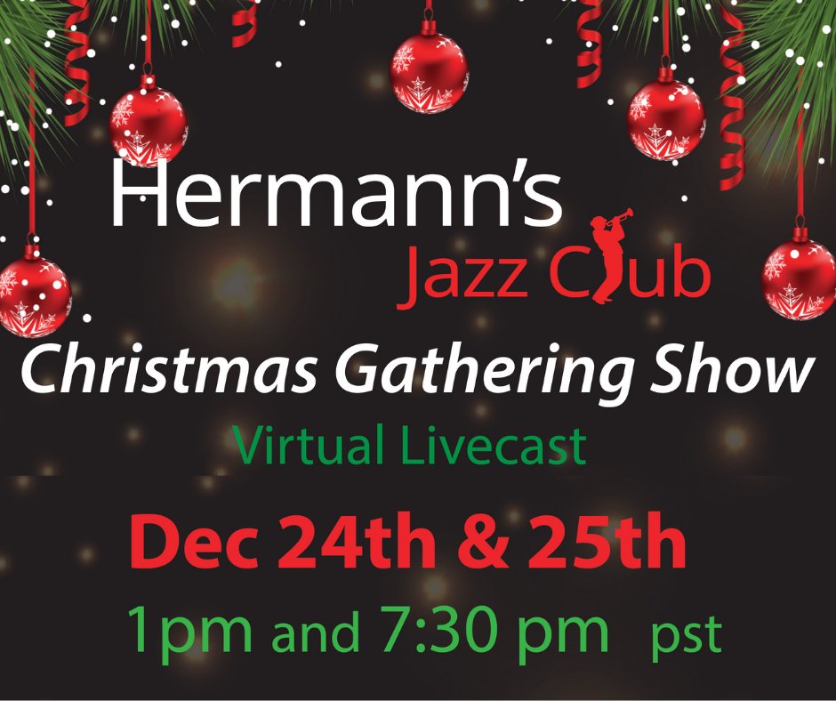 Looking for some new &amp; festive music this holiday season? You can listen to live music from <a href="/HermannsJazz/">Hermann's Jazz Club</a> on both Christmas Eve AND Christmas Day! The segment will be live-streamed on YouTube &amp; all viewer donations will go directly to Music Heals! ❤️🎶🎄