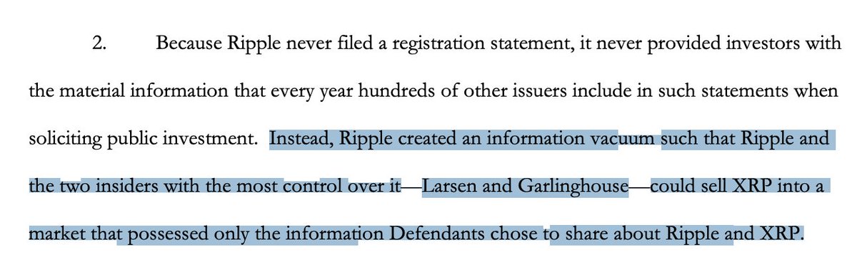 La SEC accuse  @Ripple d'avoir :- manipulé les marchés de XRP (en faisant de 10 à 25% du volume journalier)- manipulé les cours en gérant les annonces concernant XRPPlusieurs pages expliquent en détail comment Ripple a construit son business model autour de ces manipulations