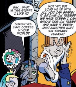 TP Mirrorverse (@mlp_mirrorverse) on Twitter photo Fun mirrorverse fact of the day:
At the time of when <a href="/mlp_Celestia/">Princess Celestia</a> came to the mirrorverse, she and her cohort learned of coffee! Fun mirrorverse fact of the day:
At the time of when <a href="/mlp_Celestia/">Princess Celestia</a> came to the mirrorverse, she and her cohort learned of coffee!