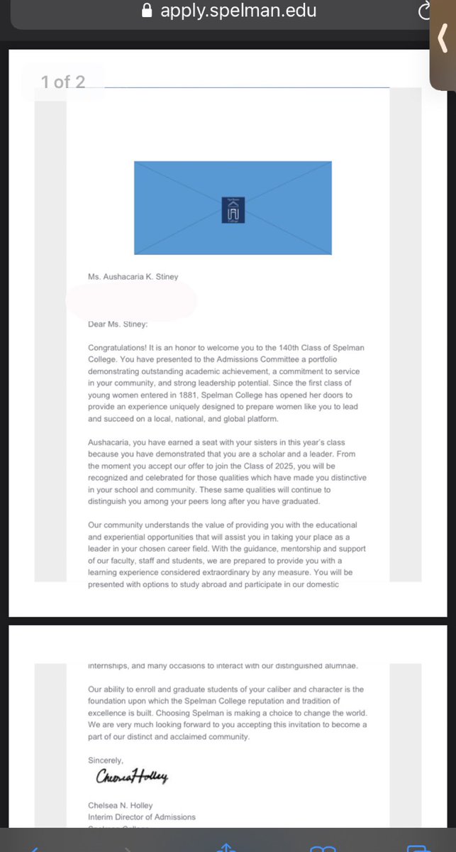 ACCEPTED INTO THE #1 HBCU IN THE US!!! Blessings 💙 #spelman25 #spelmancollege