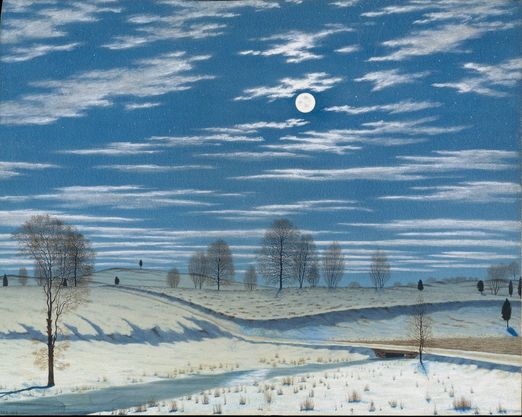 Henry Farrer, Winter Scene in Moonlight, 1869