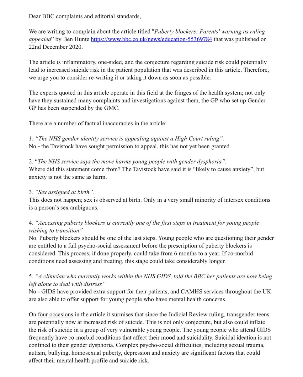 Open letter version of complaint that was signed by 15 doctors and emailed to Director General of the  @BBC Tim Davie.  @maitlis  @VictoriaPeckham  @jameskirkup  @ALLIANCELGB  @Baroness_Nichol  @TheBMA  @gmcuk  @jk_rowling  @SEGMtweets  @MForstater  @FondOfBeetles  @AbigailShrier