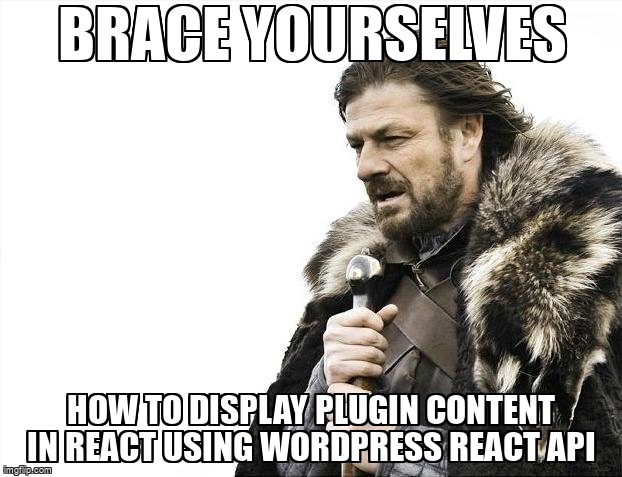 overflow_meme's tweet image. How to display plugin content in react using wordpress react API stackoverflow.com/questions/6542… #wordpress #javascript #wordpressrestapi #reactjs #rest