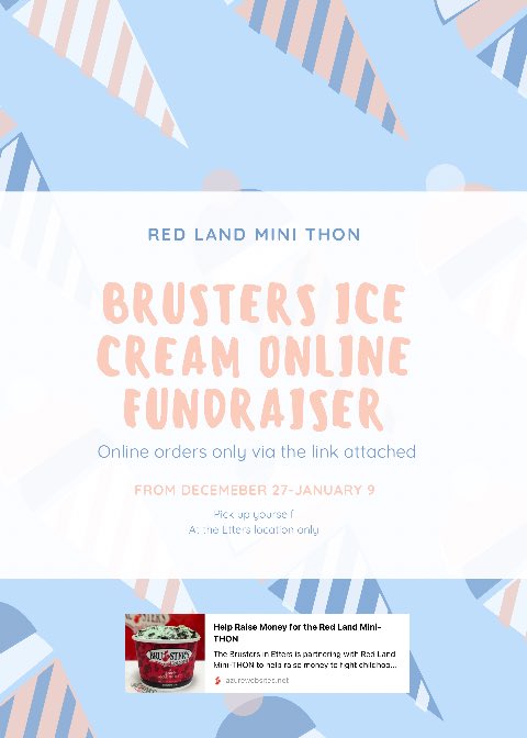 Our Online Bruster’s Fundraiser begins in 4 DAYS! Be ready to place and pick up orders at the Etters location! RLMinithon.BrustersOnline.com #ftk