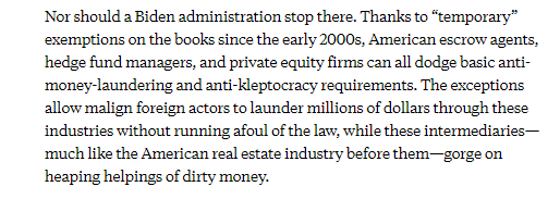 Biden's administration should build out an entirely new anti-kleptocracy paradigm in the U.S.—by ending anonymity wherever it can. End it in real estate. End it in hedge funds. End it in private equity. End it in trusts. End it in art and auction markets. End as much as it can.