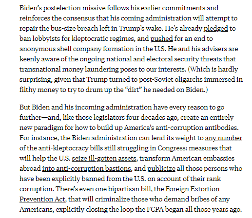 After Trump, Biden's administration has a massive anti-corruption clean-up ahead of it. Thankfully, there's wind at the new administration's sails—and plenty of anti-corruption/anti-kleptocracy bills to lend its weight to.