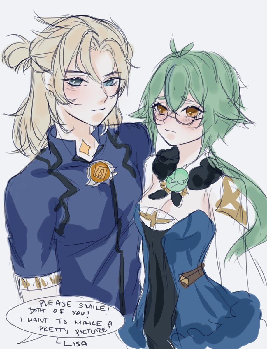 Dodainye's tweet photo. Sucrose and albedo making a portrait together!(ㆁωㆁ)
#GenshinImpact #Albedo #Sucrose #原神 #Alrose https://t.co/pRtm89ginF