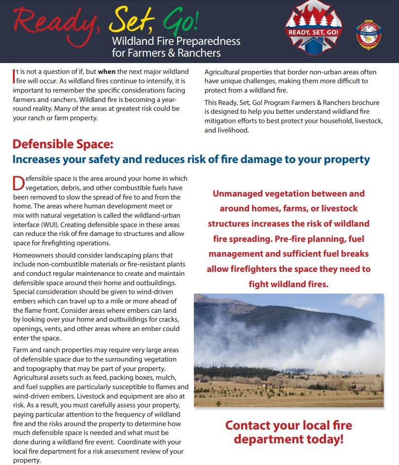 CCFirenIncident's tweet photo. #ReadySetGo (#RSG)#WildlandFireGuide just for farmers and ranchers: https://t.co/KfxumKa66h 
#DefensibleSpace #HelpFireFightersHelpYou https://t.co/xkyn1sB4Kk