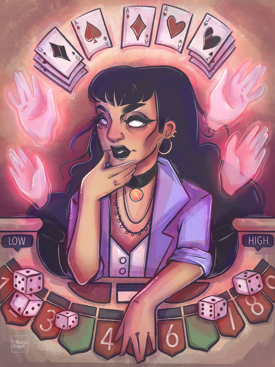 Monster_Shoppe's tweet photo. Take a look at this #illustration its a sort of Female version of #kingdice from #Cuphead. I just finished it not too long ago, it literally took me a whole year to finally get around finishing this piece.

#ArtistOnTwitter #SupportSmallBusinesses #artistsupport https://t.co/7BZHjdoO5A