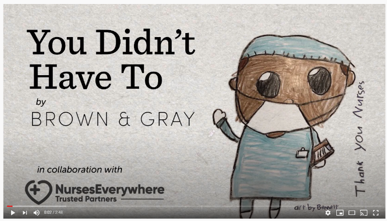 Many thanks to so many #Nurses taking part in the exciting Here it is!!! <a href="/RNsEverywhere/">NursesEverywhere</a> sourced video from  
<a href="/BrwnandGray/">Brown & Gray</a>. We are so excited to share this w/you. Retweet to show the entire world how much we care. #NurseTwitter #ThankANurse #WearAMask
 youtu.be/8_6lvzWToeY